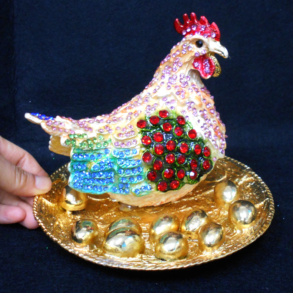 황금알을 낳는닭 보석함 재물닭 암탉 닭동상 닭장식품
