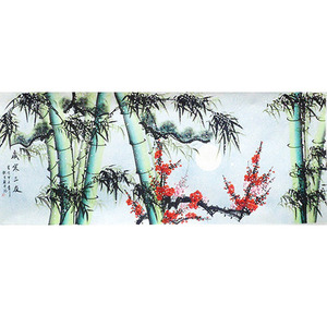 눈내리는 대나무 홍매화 264x 103/대나무그림/동양화