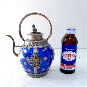 파랑 엔틱주전자  도자기 주전자 골동품 중국소품