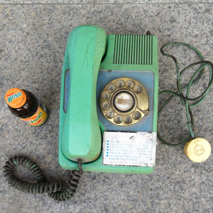 파란 옛날 전화기/옛날물건/다이얼 전화기/추억의전화기/인테리어전화기/수집용품/연극영화소품