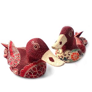 자주색 오리 원앙새 원목조각상  인도네시아소품